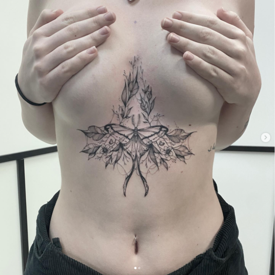 first session of my floral chest piece by Jess in Tampa FL ig spookypookie    rtattoo